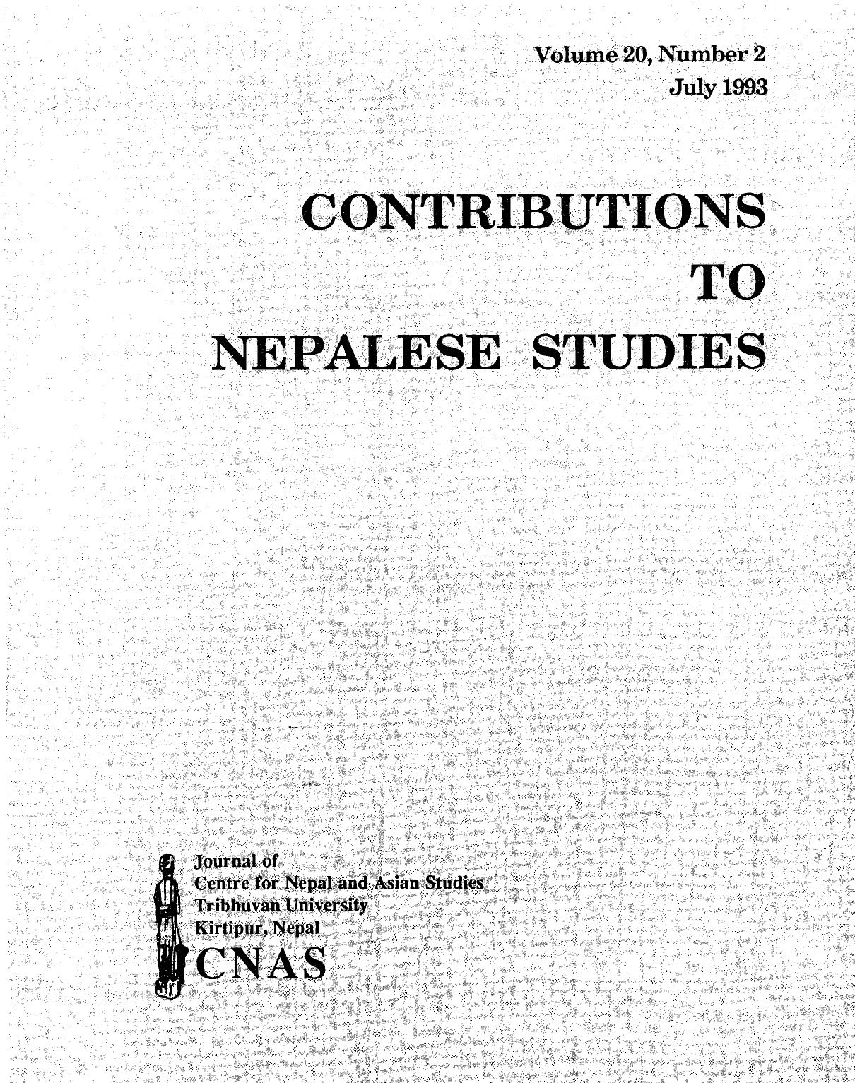 Contributions To Nepalese Studies: Volume20-02